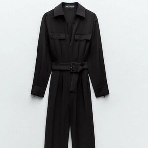 Zara Black Belted Jumpsuit